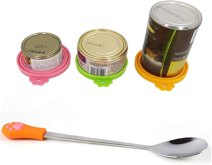 Food Can Spoon/ 4Pack/ Multiple Sizes Stainless Steel- Silicone Food Canned Scoop for Dogs and Cats(Small)