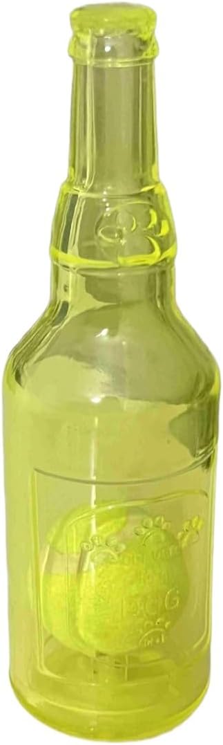 Wine Bottle Dog Toy, Fun Interactive Cute Squeaky Dog Toys with Tennis Ball Inside, Ideal for Large/Medium/Small Dogs to Fetch Games and Bonding Time, Not for Heavy Chewers, Medium-Yellow