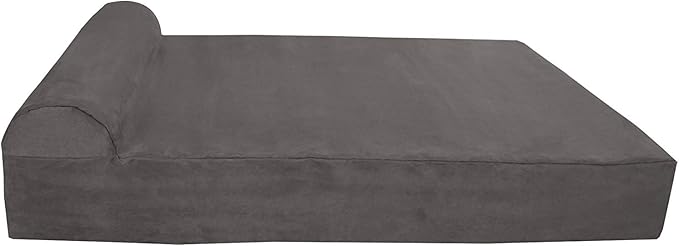 Barker Beds Orthopedic Dog Bed - 7" Pillow Top XL Size (52 x 36 x 11) - Luxury Washable Large Dog Bed with Headrest - Memory Foam Mattress for Big Dogs (Charcoal)