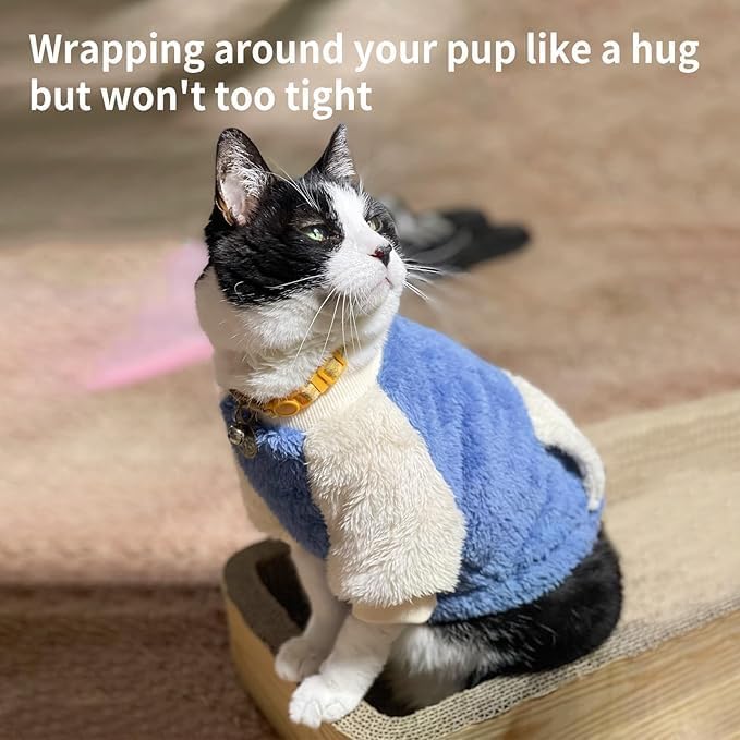 LESYPET Dog Sweater for Small to Medium Dogs, Fleece Lining Puppy Sweatshirt in Winter, Warm Puppy Clothes Pullover Jumper, Blue X-Large