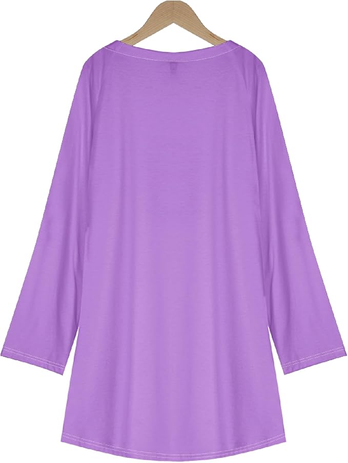 Womens Tunic Shirt Cute Cat Print Long Sleeve Round Neck Women T Shirts Cotton Casual Plus Size Vacation Tunics Tops