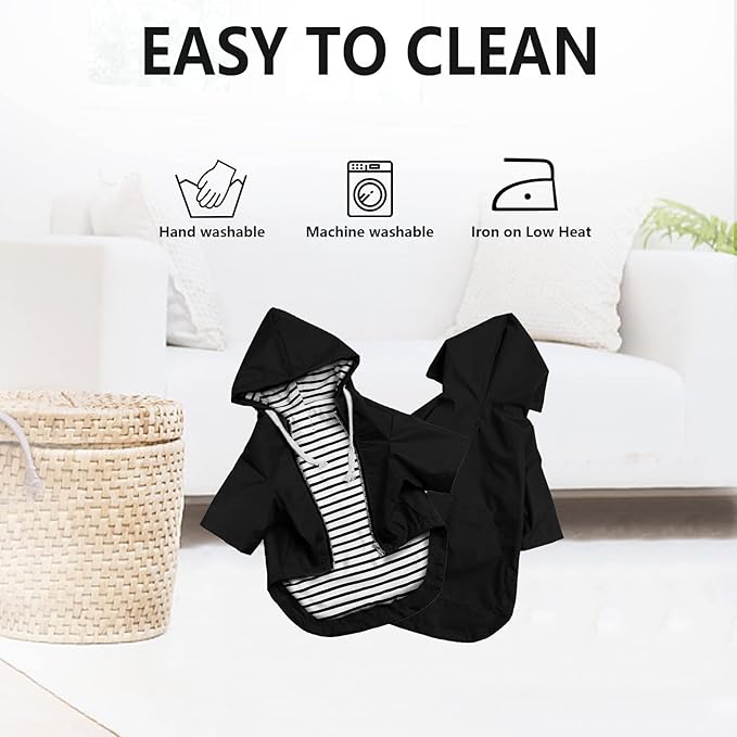 Dog Raincoat rain Jacket Raincoat Dogs Waterproof Small Medium Breeds Zip Closure Storage Pocket Harness Hole Black XS