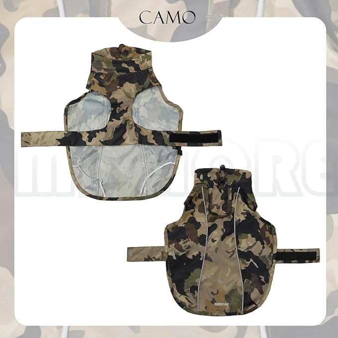 Waterproof Dog Raincoat with Reflective Strip, Adjustable Breathable Rain Coat Jacket with Leash Hole for Dogs (Camo, X-Large)