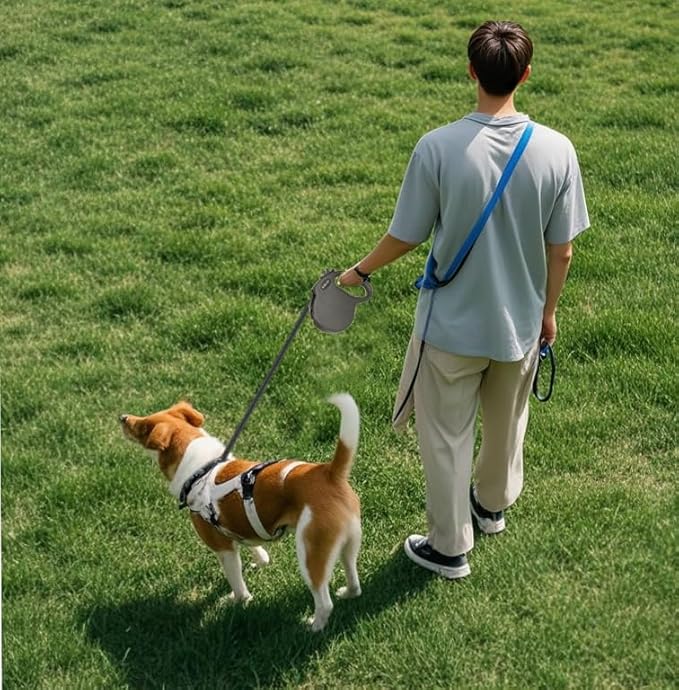 Retractable Dog Leash Hands-Free Adjustable Length 16ft with Safety Lock Durable Nylon Belt for Small Medium Large Dogs Easy Walk Training Portable Dog Leash Black M