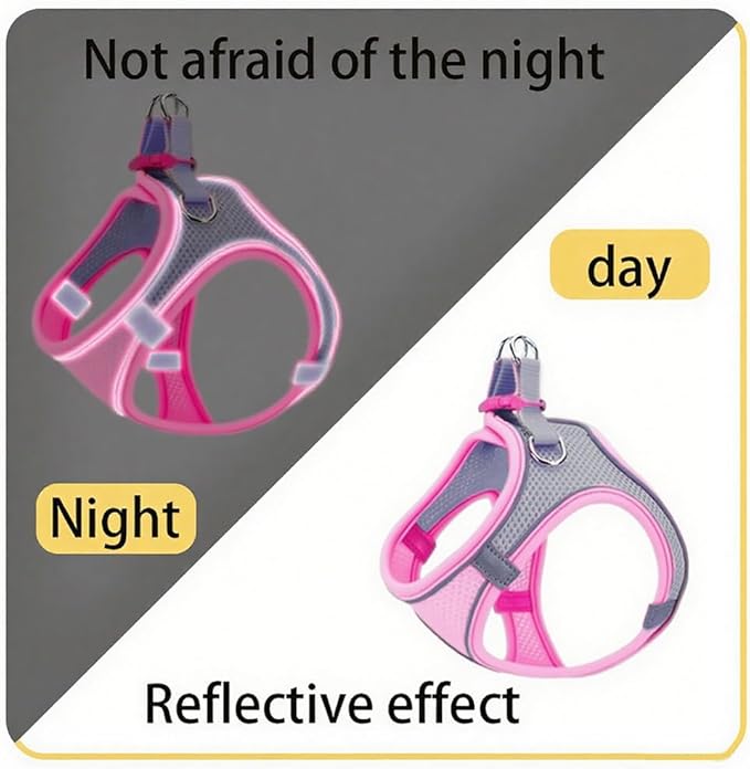 No Pull Dog Harness with Leash Set - Adjustable Reflective Step-in Puppy Vest for Small Medium Dogs & Cats, Pink S - Escape Proof Soft Mesh Comfort Harness for Walking, Choke Free Pet Safety