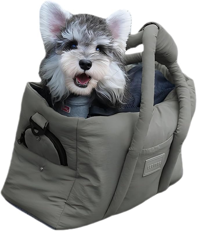 Dog Walking Bag Sling, Dog Carrier Purse with Safety Leash Clip,Warm Soft Sided Pet Carrier Purse for Small Medium Dogs Cats Portable Hands-Free Shoulder Tote for Outdoor Travel (Grayish Green)