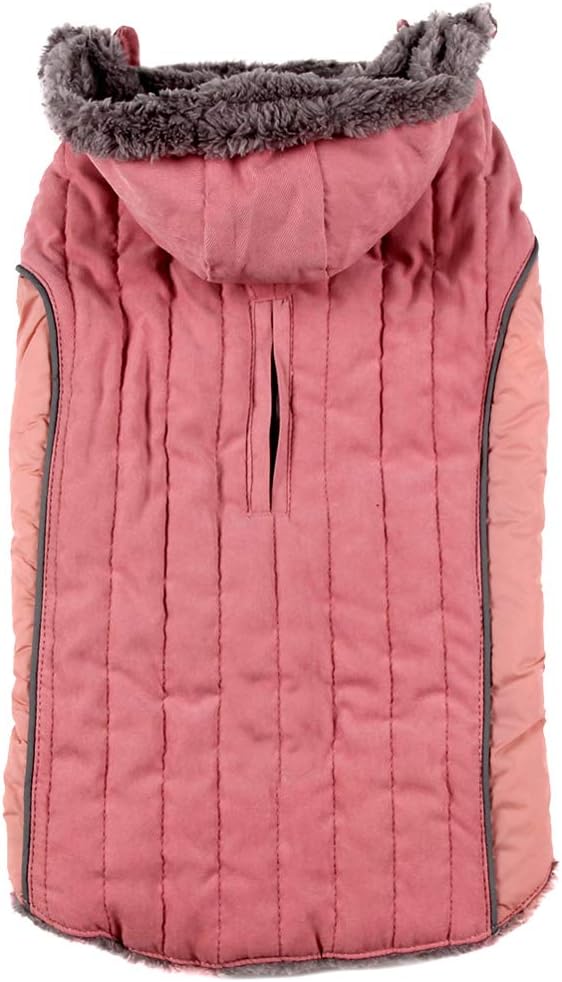 Fleece Dog Hoodie for Large Dogs Super Warm Doggie Jacket for Cold Winter Dog Coats,Pink XXL