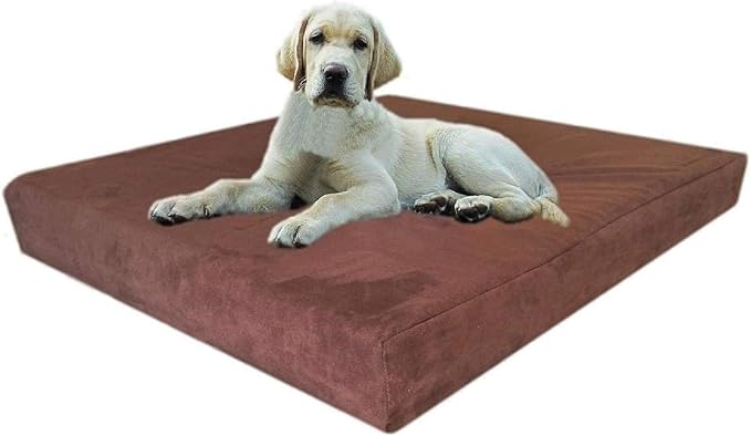 Dogbed4less Orthopedic Gel Infused Memory Foam Dog Bed, Waterproof Liner with Durable Canvas Cover + Bonus Microsude Antislip Duvet, 37X27X4 Inches