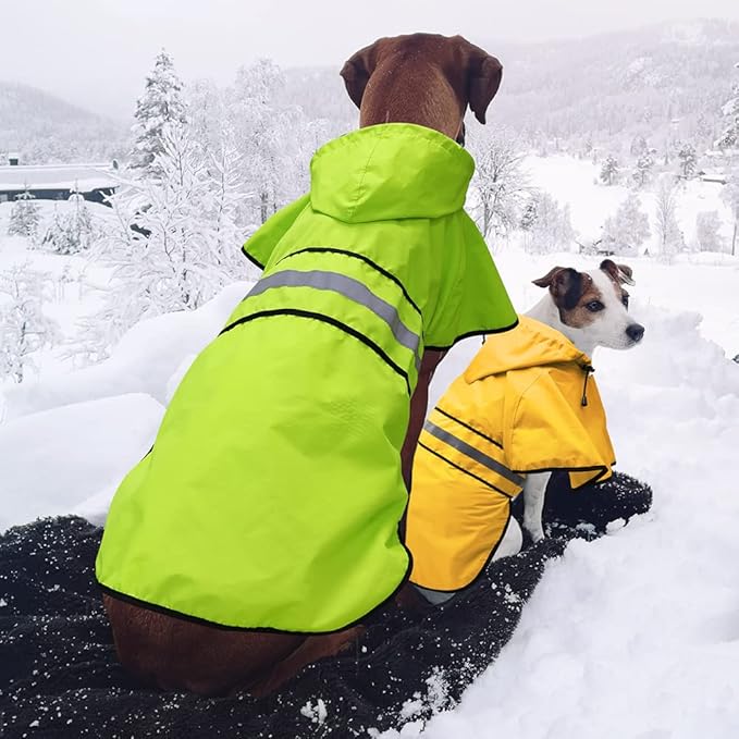 Candofly Dog Raincoat Hooded Poncho - Adjustable Waterproof Dog Rain Jacket Lightweight Reflective Dog Rain Coat Pet Slicker for Large Dogs (X-Large, Yellow)