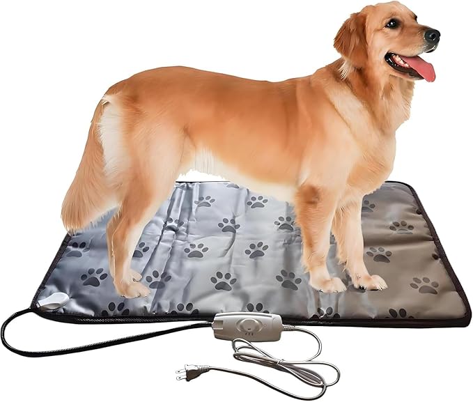 Dog Heating Pad for Large Dog Bed Outdoor Indoor,Electric Heating Blanket for Dog House Pad for Small Medium Pet Cat Puppy Waterproof Easy Clean Long Chew Proof Cord Gray,34"x21"
