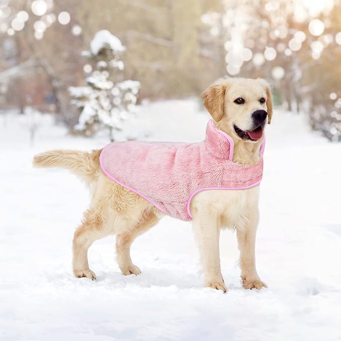 Malier Dog Winter Coat, Reversible Fleece Dog Cold Weather Coats, Windproof Warm Snow Puppy Jacket Vest Pet Clothes for Small Medium Large Dogs (X-Large, Pink)