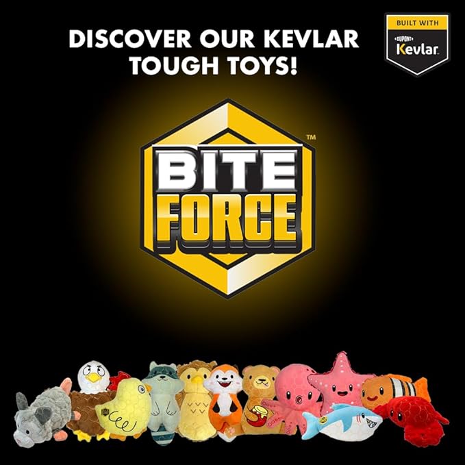 Bite Force - Durable & Strong Dog Toy Racoon with Squeaker, Kevlar-Reinforced Seams for Aggressive chewers.