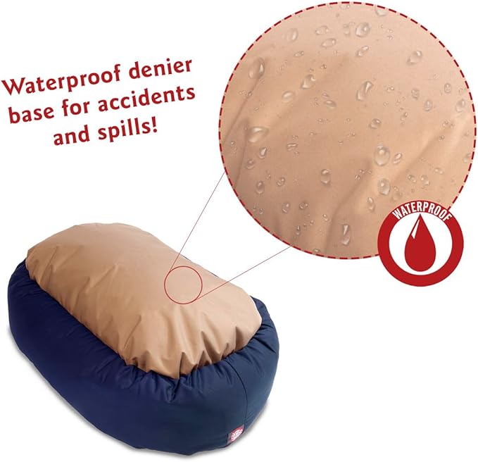 Majestic Pet 24 Inch Bagel Calming Dog Bed Washable – Cozy Soft Round Pet Bed with Spine Support for Dogs to Rest their Head - Fluffy Donut Puppy Bed 24x19x7 (Inch) - Small – Blue