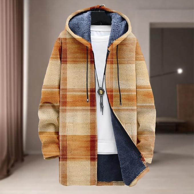Oversized Full Zip Hoodie for Men Sherpa Fleece Lined Jacket with Hood Soft Warm Winter Coat with Pockets