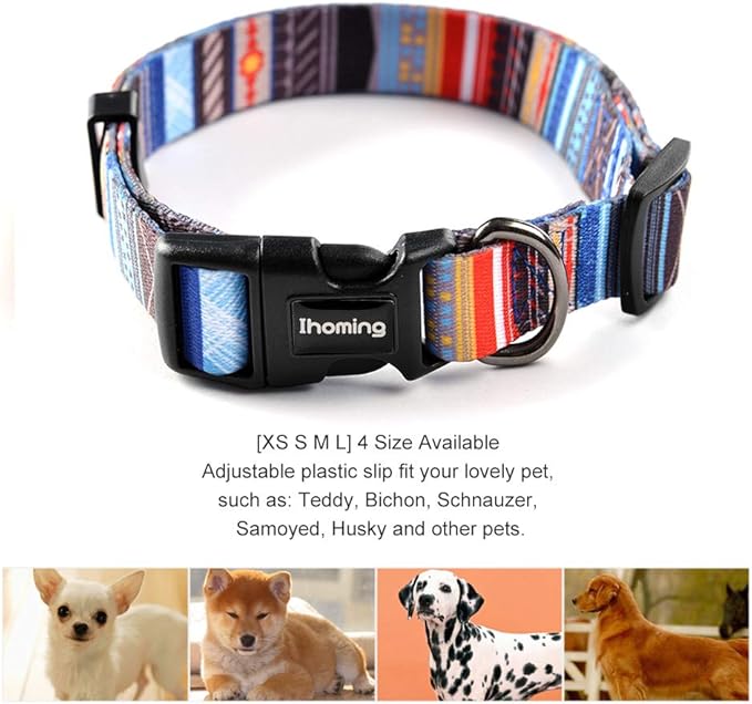 Ihoming Dog Collar and Leash Set for Daily Outdoor Walking Running Training, Splicing Design for Large Boys Girls Dogs Cats Pets, L-Up to 80LBS
