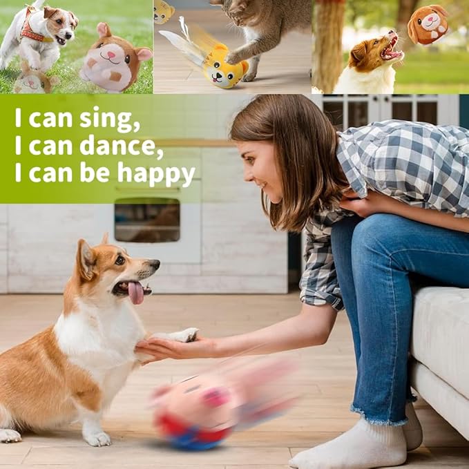Dog Toys for Small Large Dogs,Puppy Toys to Keep Them Busy,Moving Interactive Squeaky Dog Toy,Active Moving Pet Plush Toy,Small Dog Toys (Red Pig+Blue Pig)
