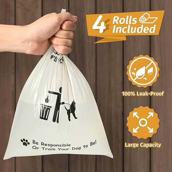 Dog Poop Bag Dispenser, Wall-Mounted dispenser Outdoor or Indoor for Doggy and Pets, Pink Dog Poop Bag Holder for Yard and Park, Included 4 Rolls (60 Bags)