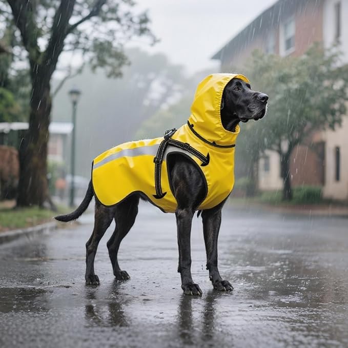 Mosucoirl Dog Raincoat Waterproof Raincoats for Dog Reflective Dogs Rain Jackets with Hood Hoodie Pet Rain Poncho Coat for Small Medium Large Dogs Puppies S-XXL (Yellow, XXL)