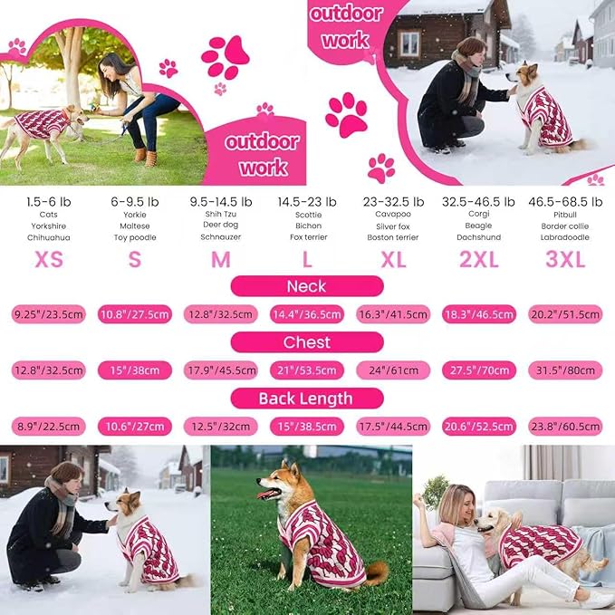 Pet Sweaters for Dogs Boys and Girls, Dynamic Letter Patterned Dog Sweater,Dog Cardigan,Pet Clothes,Pet Knitted Clothing,Fit for Different Seasons and Kinds of Dogs(Pink 3XL)