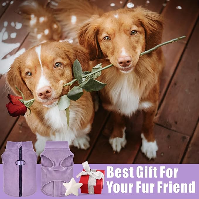 Idepet Dog Fleece Vest Sweater Zip Up Warm Pullover Dogs Jacket with D-Ring Leash Winter Cold Weater Coat Pet Sweatershirt Clothes Hoodie for Small Medium Dogs Boy Girl (Purple, XXL)