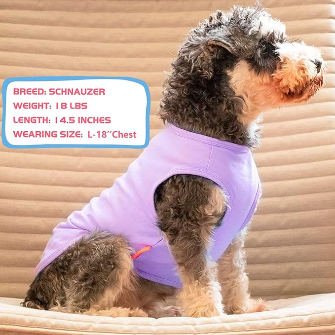 KYEESE 2Pack Dog Shirts Striped T Shirt Soft Tee for Small Dogs Cotton Tank Top Clothes Lightweight Sleeveless Dog Vest, X-Large,Purple+Striped