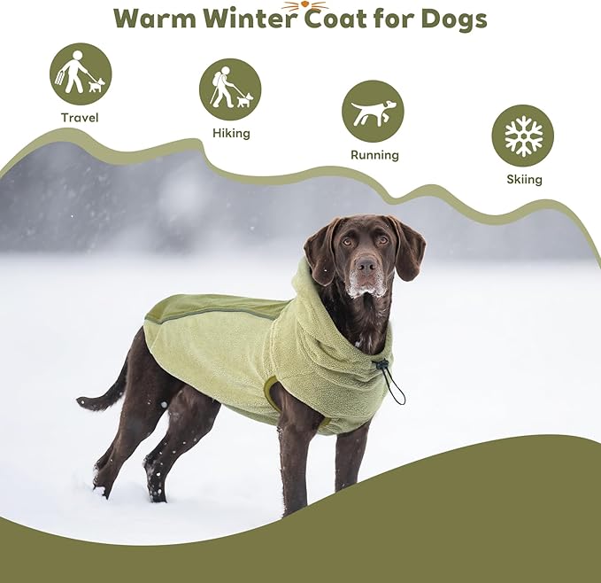 IECOii XXL Soft Fleece Dog Sweater, Stretchy Large Dog Sweater Vest with Leash Hole, Warm Dogs Fall Winter Hoodie for Indoor & Outdoor, Safety Reflective Great for Night Walks, Pitbull, Green, XXL