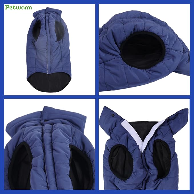 PetWarm Reversible Dog Cold Weather Coats, Waterproof Dog Puffer Vest, Vest for Dogs with Hook-and-Loop Strap, Windproof Outdoor Coat for Winter Walks and Snowy Days, Blue, S