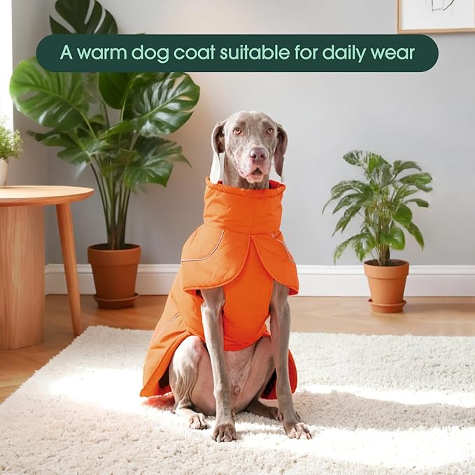 Kuoser Dog Coat, Dog Jackets for Small Dogs, Winter Reflective Puppy Puffer Jacket, Waterproof Dogs Snowsuit with Fleece Lining, Turtleneck Pet Vest Apparel for Cold Weather