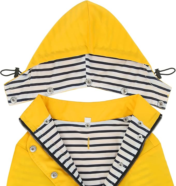 HDE Dog Raincoat Poncho Double Layer Zip Rain Jacket with Removable Hood, Leash Hole for Small to 3XL Dogs and Puppies Yellow - L