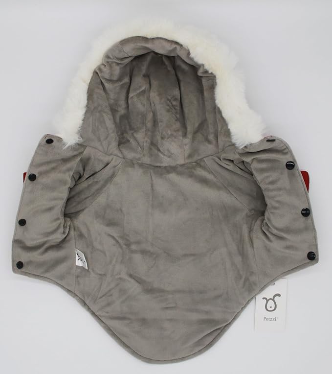 Pet Warm Dog Coat for Winter Dog Clothes Hooded Dog Jacket for Small Puppies Medium Large Dog Cat Clothes Insulated Padded Snow Jacket for Cold Weather Faux Fur (Large, Dark Red)