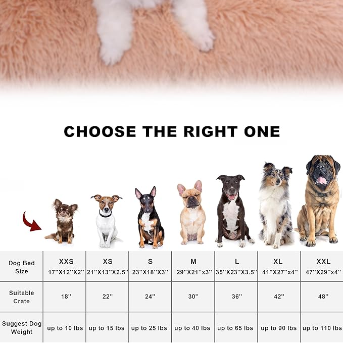 Bedfolks Plush Waterproof Dog Crate Bed, Removable Washable Cover, Faux Fur, Fluffy Kennel Bed 23"x18", Camel