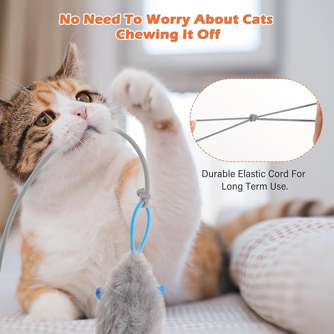 Rechargeable Electric Cat Teaser with Remote – Interactive Door Clip Toy for Cats, 2 Motion Modes (360° Spin & Irregular Jumping), Smart Auto Cat Toy for Exercise & Fun (Blue)