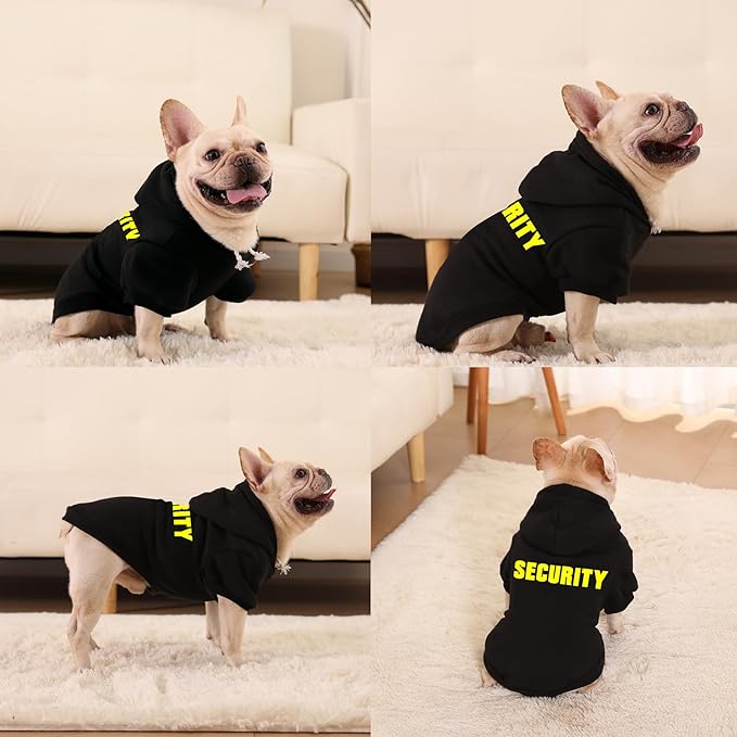 EXPAWLORER Security Dog Hoodie Puppy Sweater - Dog Sweatshirt Soft Fleece Lined Pet Clothes, Cold Weather Hooded Jacket Coat Keep Warm for Small Medium Large Dogs Cat, X-Small