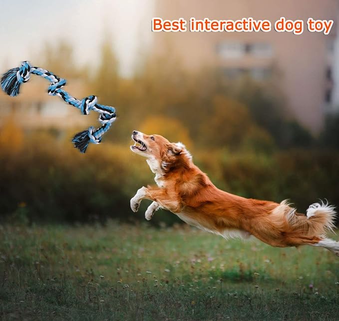 Bmag Heavy Duty Dog Rope Toy for Aggressive Chewers, Medium Large Dogs, Tough Twisted Rope with 5 Knots