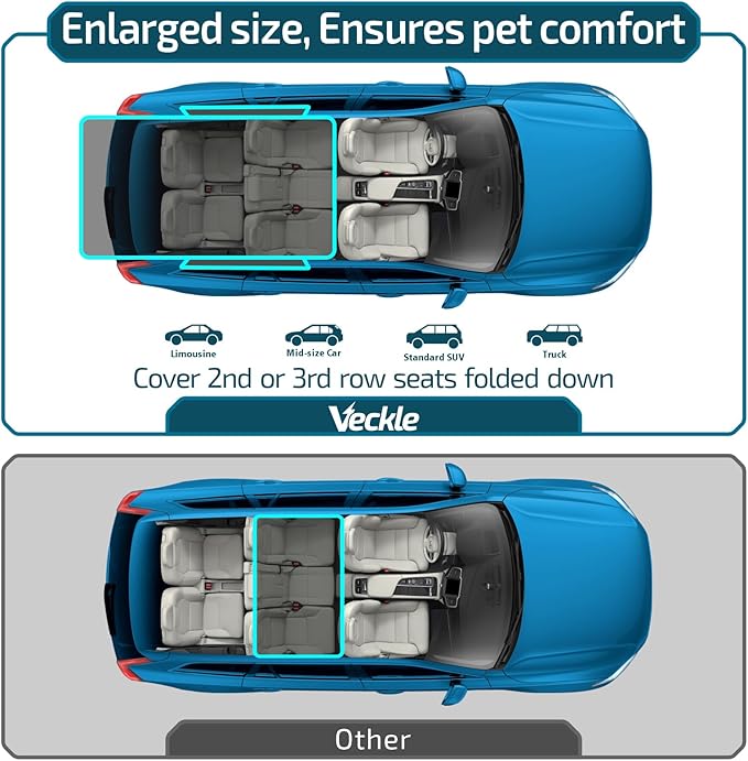 Veckle Cargo Liner, SUV Cargo Cover for Dogs with Side Flaps Hammock Water Resistant Nonslip Dog Seat Cover Area Protector Scratchproof for SUVs Sedans Vans, Paw Print