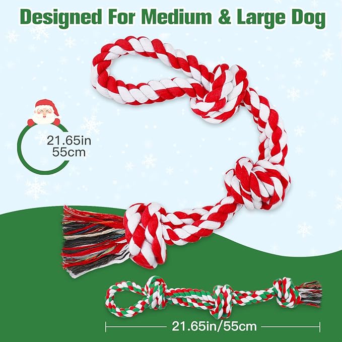 UPSKY Christmas Dog Rope Toys - Nearly Indestructible, Dental Cleaning, Aggressive Chewer Toys for Medium Large Breeds