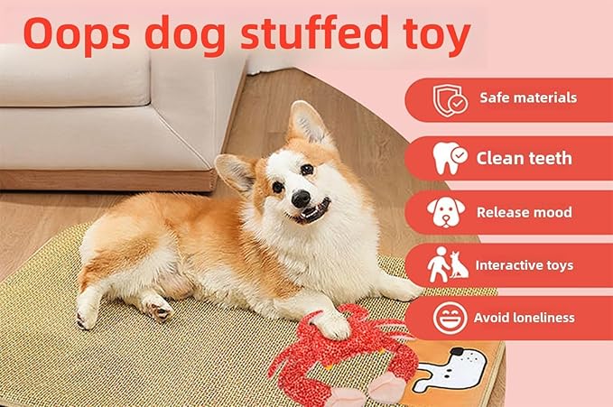 RED Crab Dog Toys -Cute King Crab Squeak Plush Dog Toy for Aggressive chewers,Dental Toy for Aggressive Chewers, Large/Small Breed (13.78 inch)