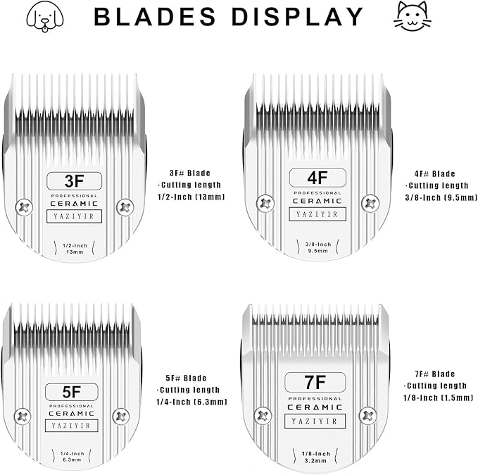 7F Dog Grooming Detachable Ceramic Blade,Compatible with WAHL 5 in 1 Blade for Wahl Arco, Bravura, Chromado, Creativa, Figura, and Motion Clippers. Cut Length 1/8-Inch 1.5mm