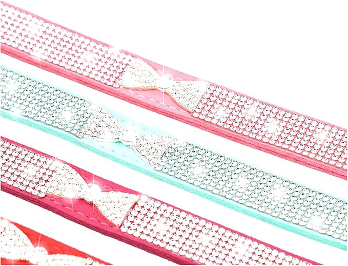 Serijoars Small Dog Collar with Rhinestone Crystal Diamond Colorful Bling Girl Puppy Cat Collars (XS, Light Blue3)