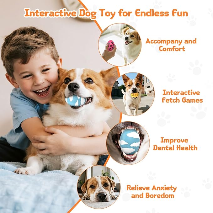 Squeaky Dog Toys, Soft Chewing Dog Balls, 12 Pcs Interactive Squeak Fetch Playing Pet Toy, Durable Bouncing Toys to Keep Them Busy, 2.6" Egg Ball for Puppies Small Breeds