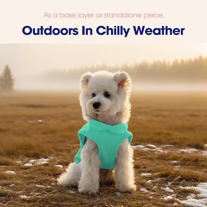 FUAMEY Dog Fleece Vest for Medium Dogs,Warm Stretchy Dog Sweatshirts Pullover with Leash Hole Dogs Sweater Soft Pet Turtleneck Cozy Pet Vest Lightweight Sleeveless Cyan M