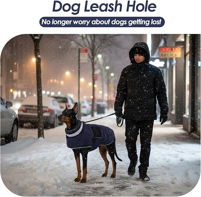 Dog Winter Coat Warm Padded Puppy Jacket Windproof Water Resistant Clothes for Small Medium Large Pets Christmas Sweater Outfit Vest(DarkBlue, 3XL)