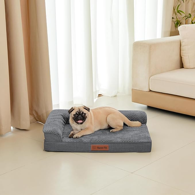 Orthopedic Dog Bed Medium Size Dog, Memory Foam Pet Bed for Small and Medium Dogs, Washable Removable Cover, Nonskid Bottom, Waterproof, 30x20x6 Inches, Dark Grey