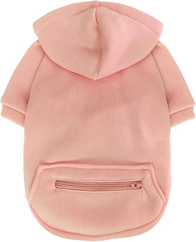 Jecikelon Pet Dog Cold Weather Coat with Pocket Winter Dog Hoodie Warm Puppy Clothes for Small Dogs Chihuahua Clothing (Pink, XX-Small)