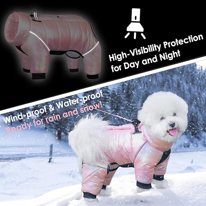 AOFITEE Dog Coat, Waterproof Dogs Jacket for Winter, Warm Fullbody Small Dog Snowsuit, Winter Coat for Small Dogs, Zip Up Pet Puffer Jacket Fleece Vest, Outdoor Reflective Pet Snow Jackets, XXL