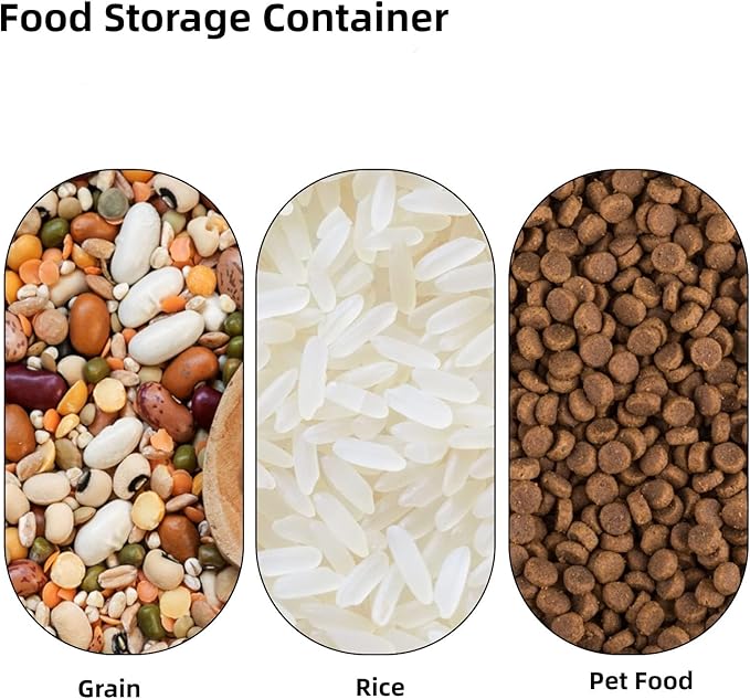 Large Flour Storage Container Bin 25lb,4 Pack Airtight Rice Storage Containers with Wheels Seal Locking Lid BPA Free with Measuring Cup,Scoop for Flour, Rice, Grain, Dry Food - Grey