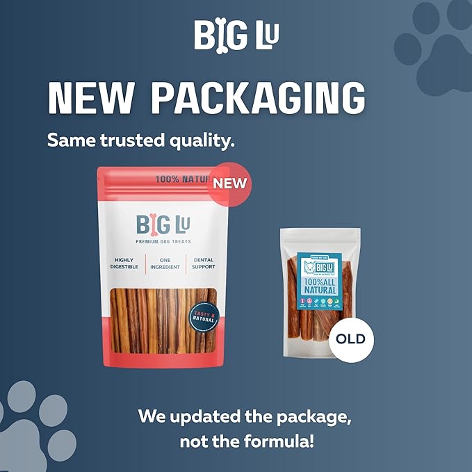 Big Lu - 6” Jumbo Bully Sticks, 10 Count, 100% Grass-Fed Beef Chews, Fully Digestible, Long-Lasting Treats for Aggressive Chewers, Natural Single-Ingredient Chews for Medium & Large Dogs