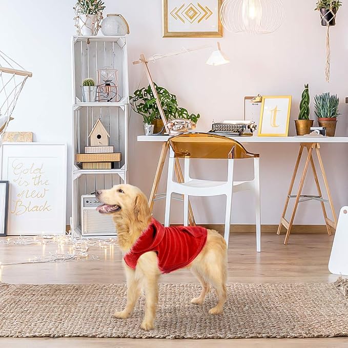 EXPAWLORER Dog Hoodie Fleece Sweater Vest, Hooded Dog Sweatshirt Fall Winter Pet Clothes with Leash Ring, Sleeveless Warm Cozy Puppy Clothing for Cat Small Medium Large Dogs Girl Boy, Red S