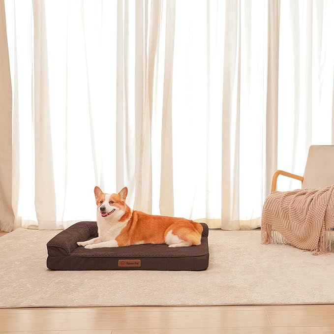 Orthopedic Dog Beds Large Sized Dog, Memory Foam Pet Bed for Large Dogs, Washable Removable Cover, Nonskid Bottom, Waterproof, 41x27x6 Inches, Brown Grey
