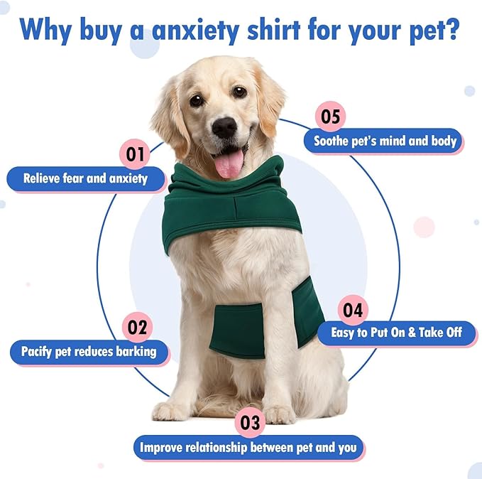 Anxiety Vest for Small Dogs-S,Breathable Anxiety Shirt for Strangers,Storm,Travel,Bichon Calming Wrapped Vest,Breathable Suitable for All-Seasons,Machine Washable(DarkGreen)